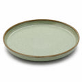 Plat de service rond 30 cm en céramique vert céladon style rustique
