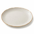 Plat ovale 31 cm en céramique beige moucheté - service de table rustique