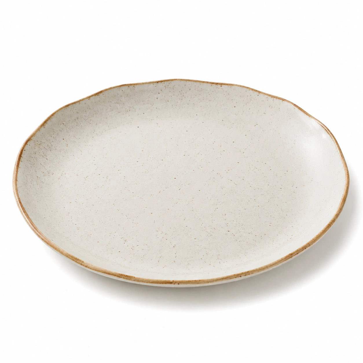 Plat ovale 31 cm en céramique beige moucheté - service de table rustique