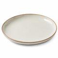 Plat ovale 32 cm en céramique blanc cassé à bord brun pour service de table