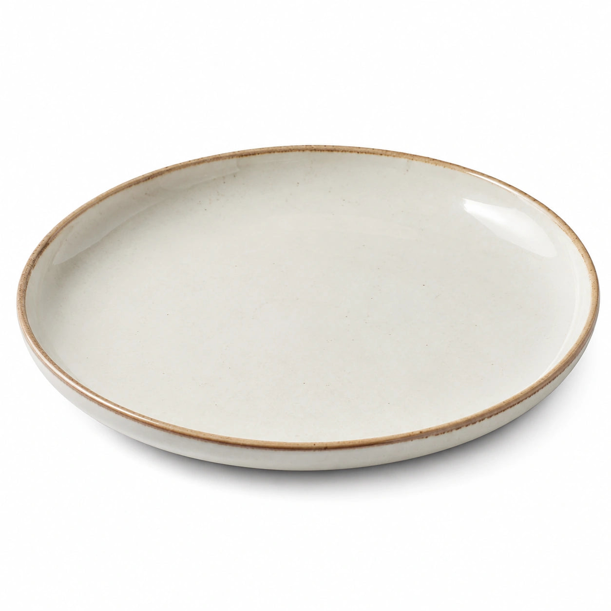 Plat ovale 32 cm en céramique blanc cassé à bord brun pour service de table