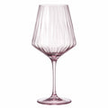 Verre à vin 500 ml 23 cm en verre rose nervuré à pied pour dégustation