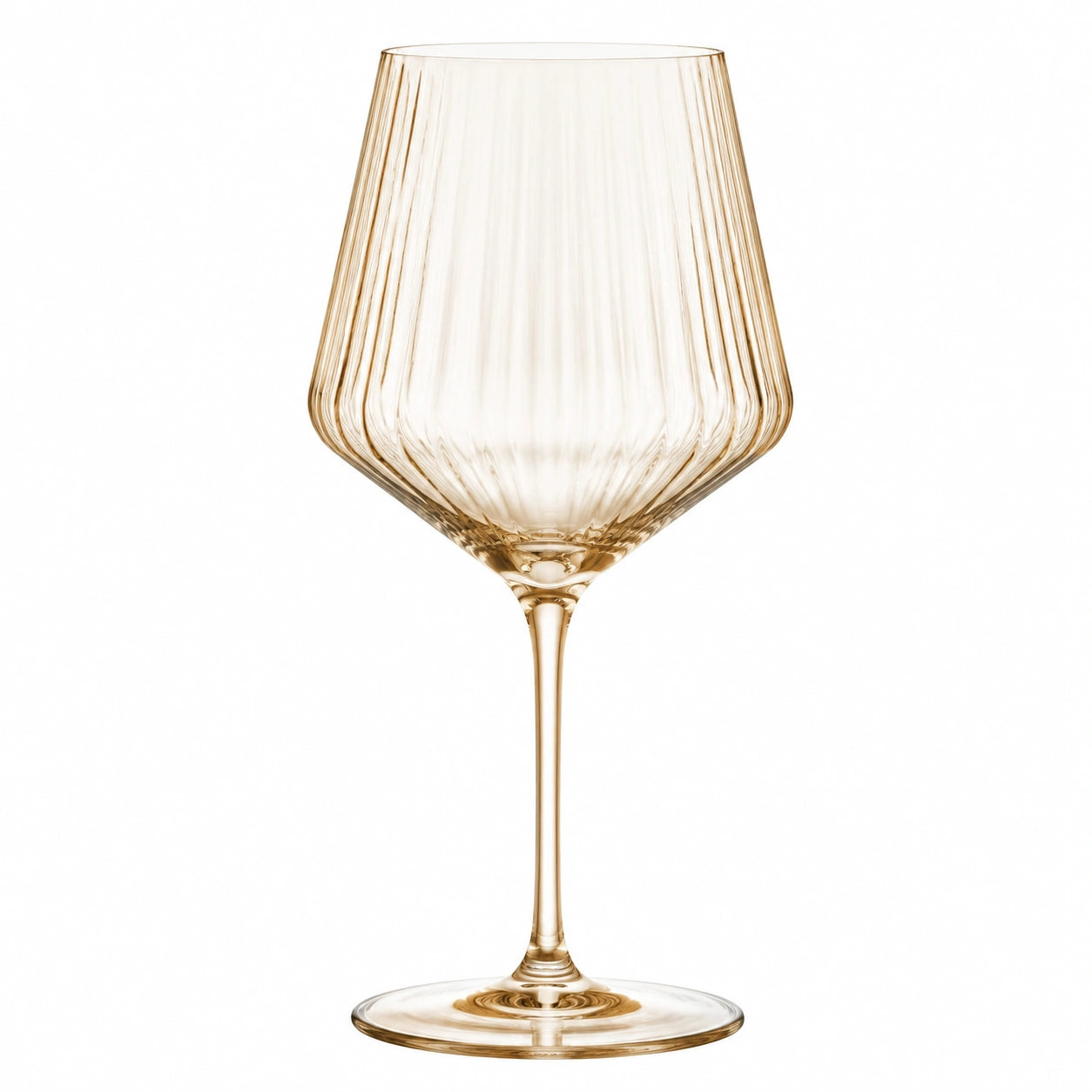 Verre à vin 450 ml en verre ambré strié à pied élégant