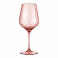 Verre à vin 500 ml 23 cm en verre rose facetté à pied