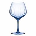 Verre à vin 500 ml en verre bleu à pied strié