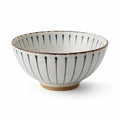 Bol 20 cm en céramique blanc/bleu à motif rayé pour repas