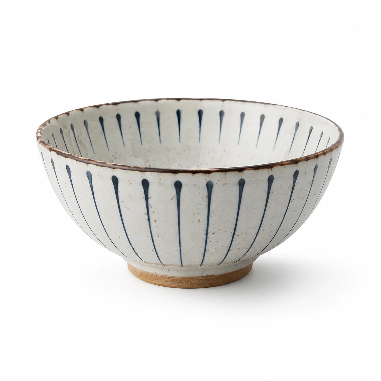 Bol 20 cm en céramique blanc/bleu à motif rayé pour repas