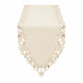 Chemin de table 180 x 40 cm en polyester beige à dentelle florale décorative
