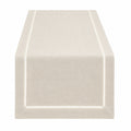 Chemin de table 180 x 33 cm en tissu beige avec bord ajouré style classique