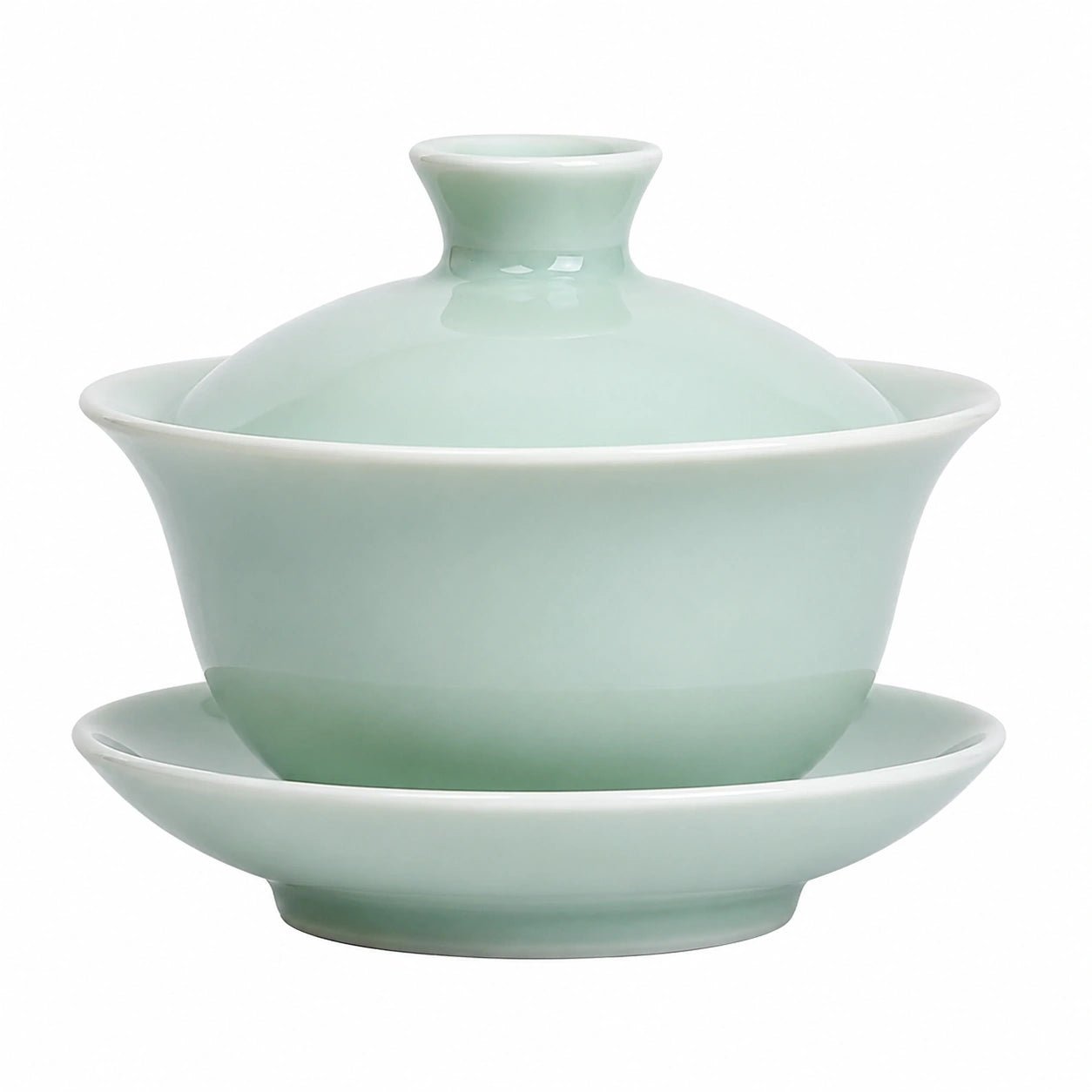 Gaiwan 120 ml en porcelaine vert céladon avec couvercle et soucoupe