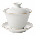Gaiwan en porcelaine 11 cm blanc craquelé avec soucoupe pour thé