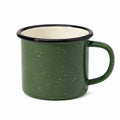 Tasse en acier émaillé 350 ml vert foncé moucheté pour boissons chaudes style camping