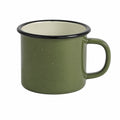 Mug 350 ml en acier émaillé vert moucheté pour boissons chaudes style camping