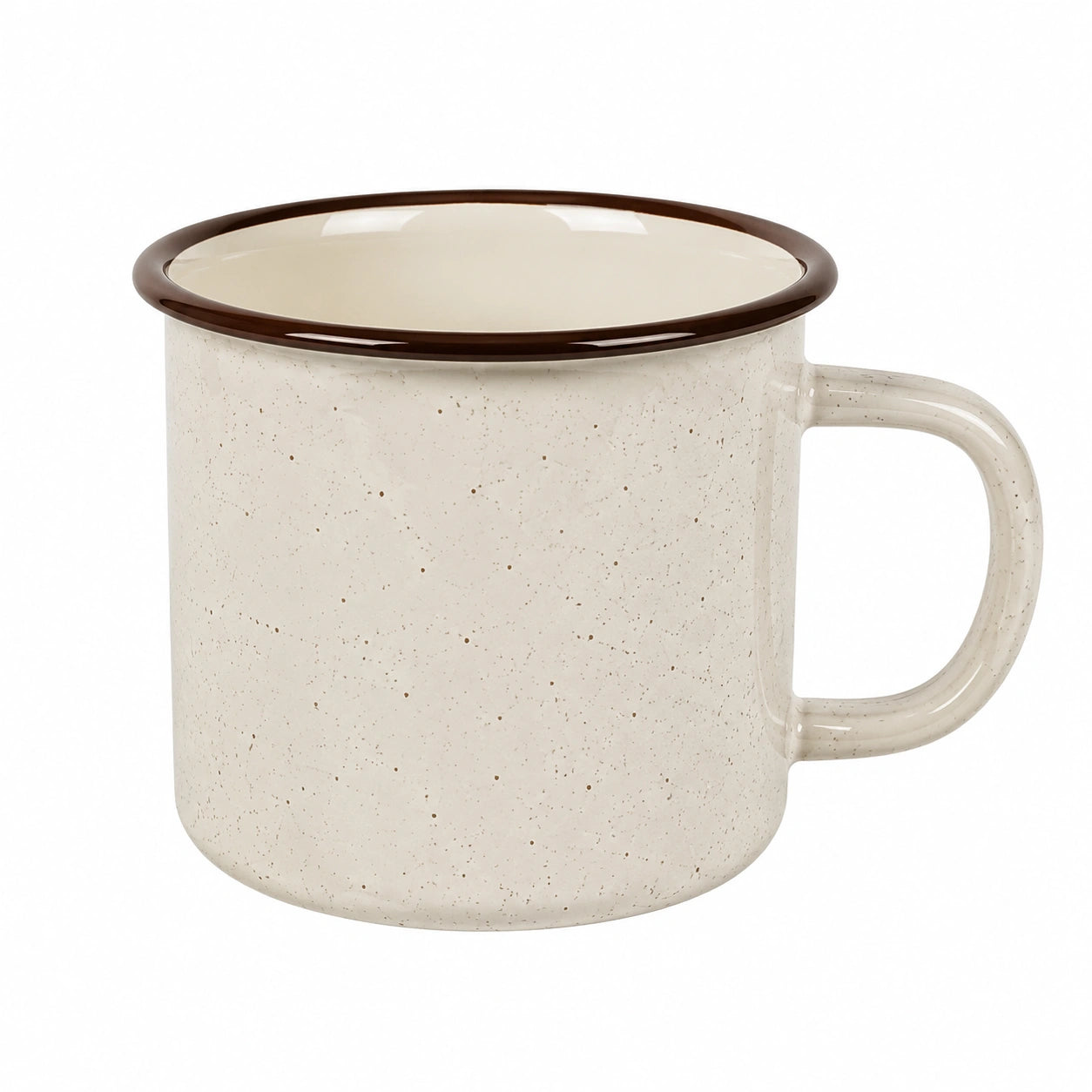Mug en céramique 400 ml beige moucheté avec anse style rustique