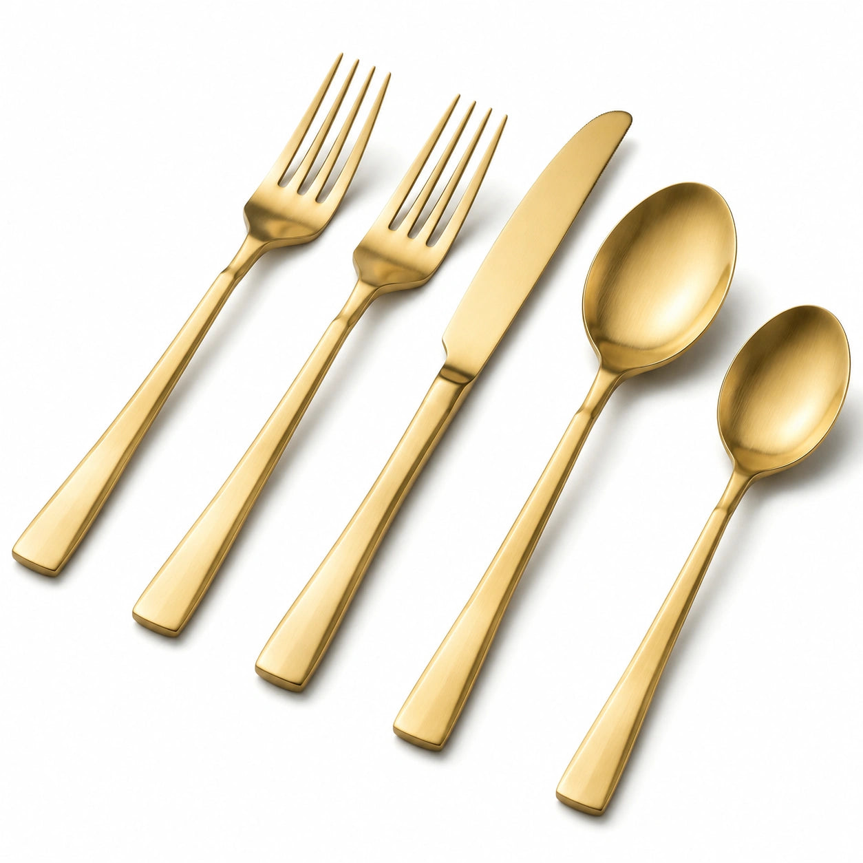 Ménagère 5 pièces en acier inoxydable doré pour table style moderne