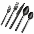 Ménagère 5 pièces en acier inoxydable noir mat style moderne