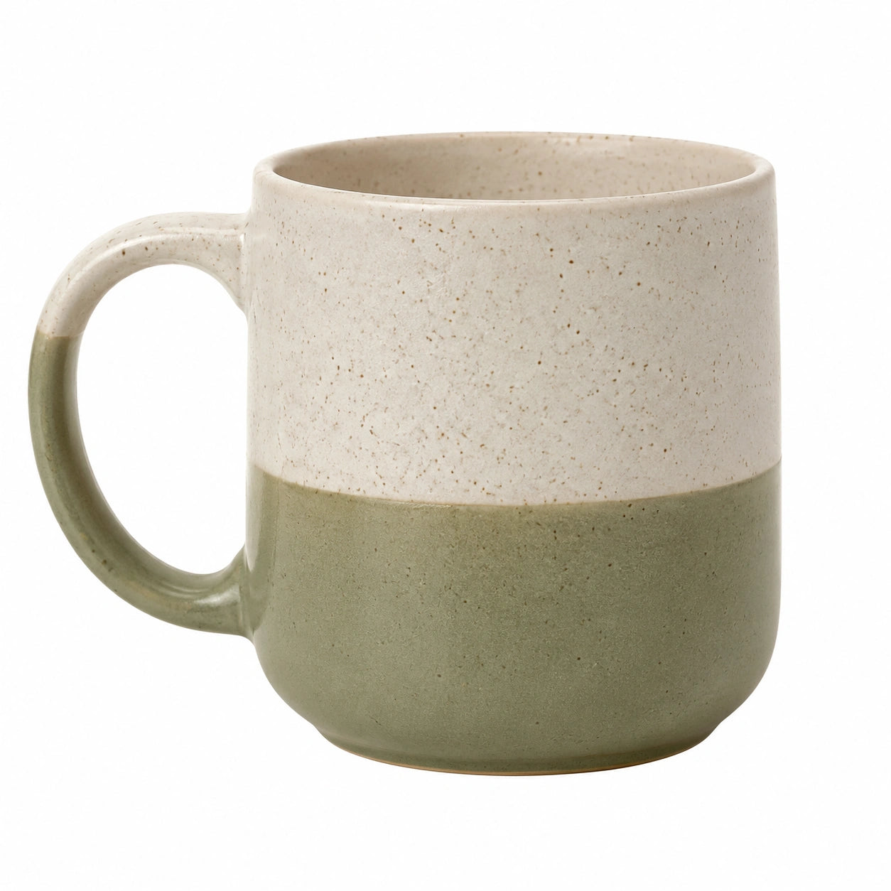 Mug en céramique 350 ml diamètre 9 cm hauteur 9.5 cm vert crème bicolore