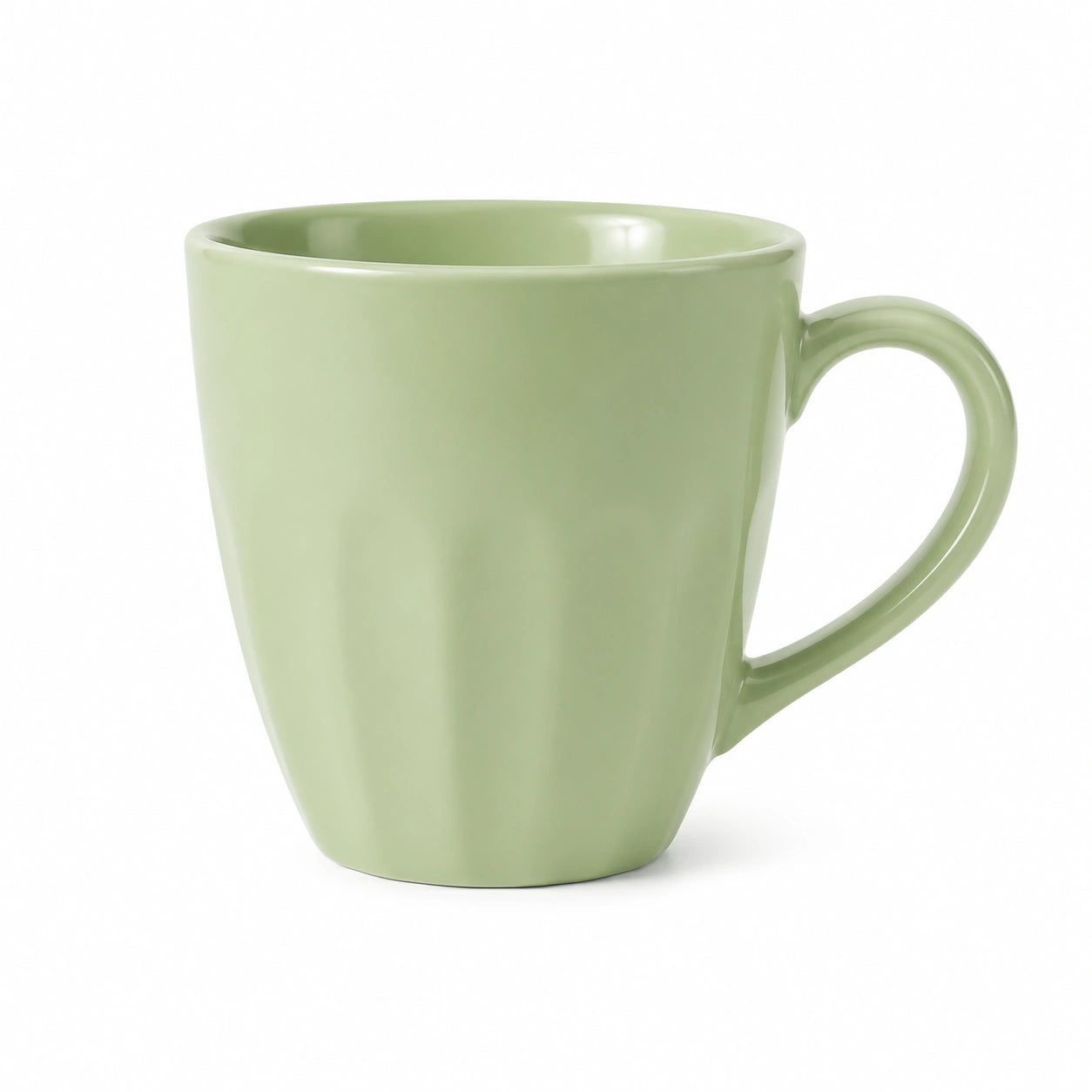 Tasse 350 ml en céramique vert pastel - forme arrondie avec anse