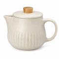 Théière 900 ml en grès beige avec couvercle et poignée style naturel